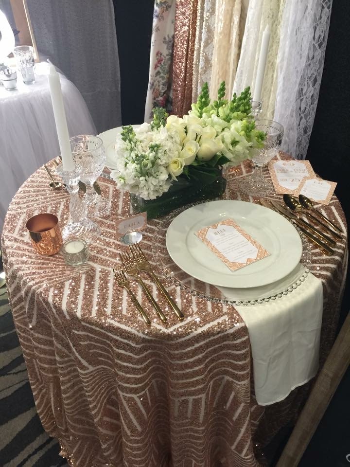 Art Deco Rose Gold Sequin Round Table Cloth 90 Or Round Table Cloth 90 Or 108 Other Sizes Zoom