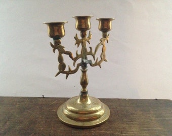 Vintage Brass candle holder Brass Candelabra Holiday candle holder Christmas home decor