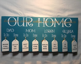 Chore Boards, Kids Chore Chart, Personalized Gifts, Personalized Family Chores, Gift Idea, Family Names, 10x20