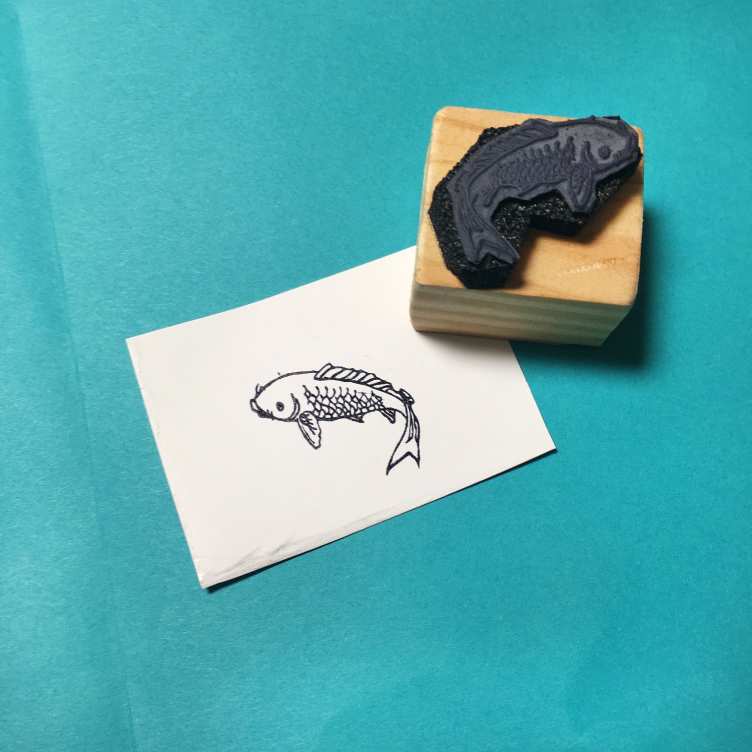 Koi Fish Rubber Stamp