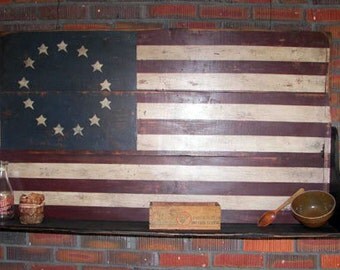 Flag Shelf / Hanging shelf / Americana /red /white /blue