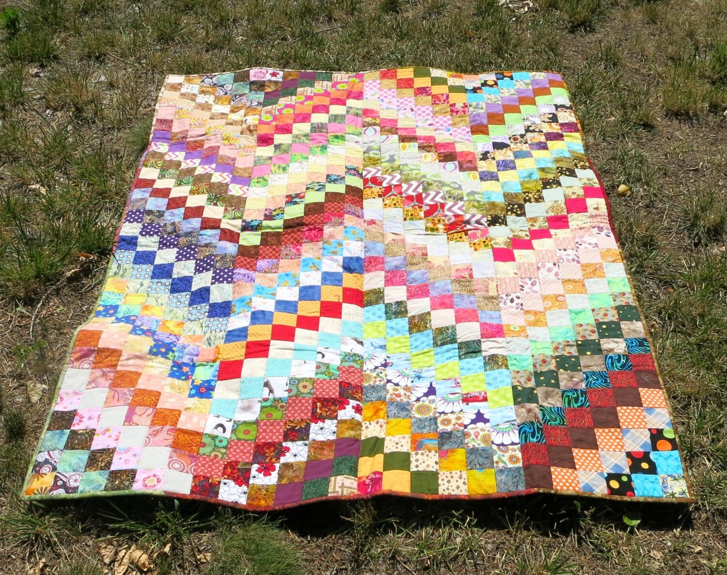 Bargello Quilt Handmade Scrappy Lap Quilt by QuiltsClothsCovers