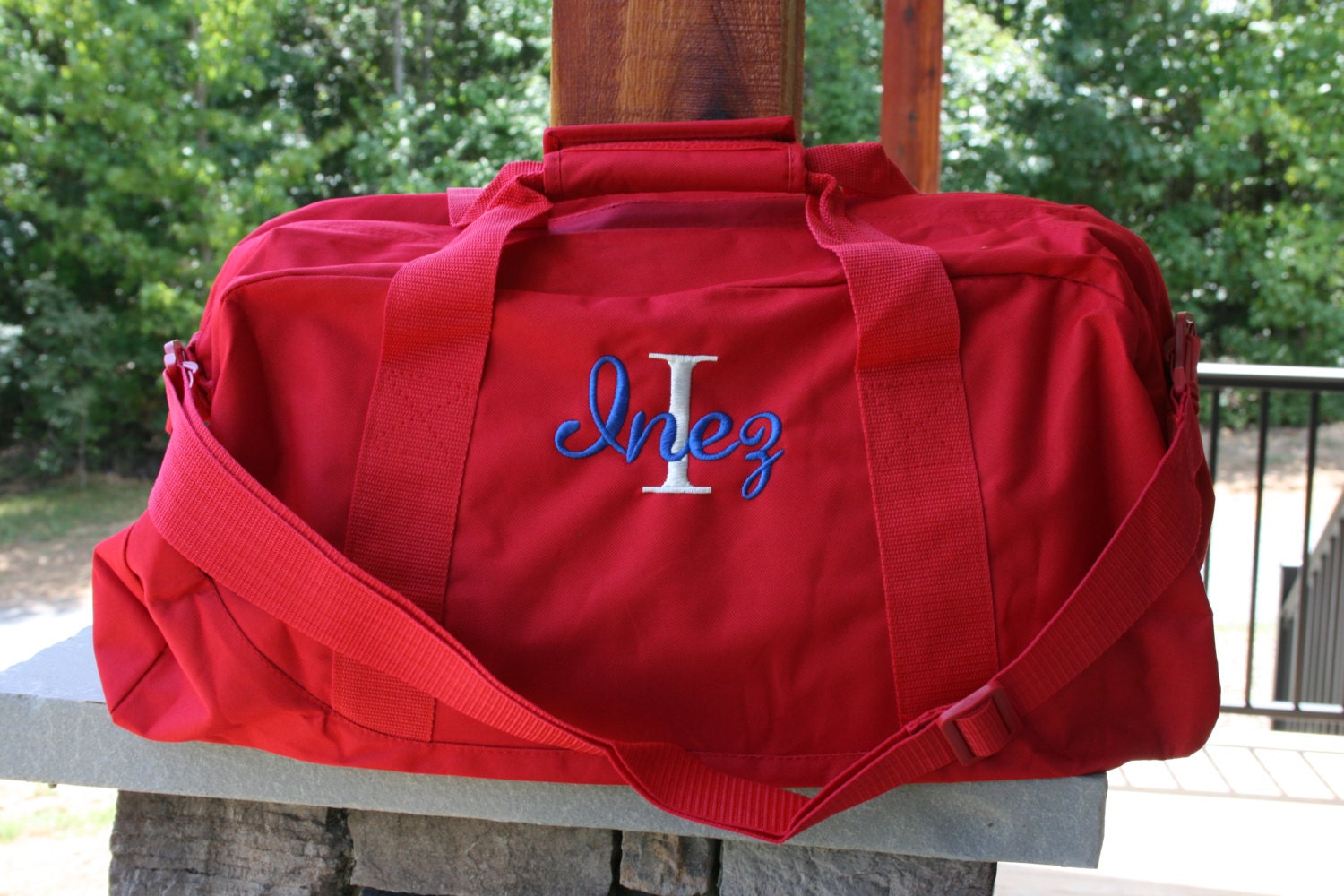 Large Monogrammed Duffel Bag Personalized Gift 10 Colors