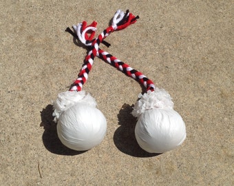 Maori Costume Poi Balls..Red, White And Black Color String Poi Ball. Check The Size You Want On The Optional Section! Measures Tip To Tip.