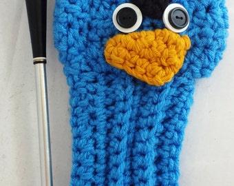 Blue Angry Bird, Golf Covers,Golf Club Covers,Crochet Golf Club Covers,Club Head Covers,Golf Head Covers,Putter Cover,Driver Cover