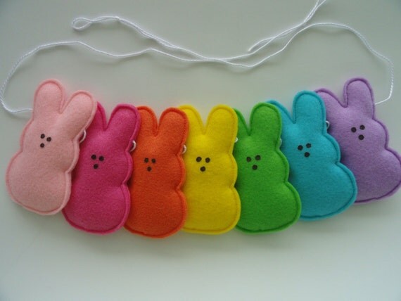 Felt Marshmallow Bunny Garland Easter by GingerSweetCrafts