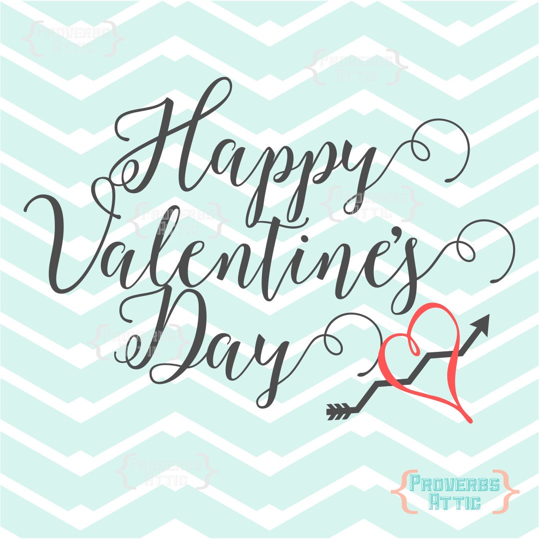 Happy Valentine's Day heart arrow vinyl wall art decal ...