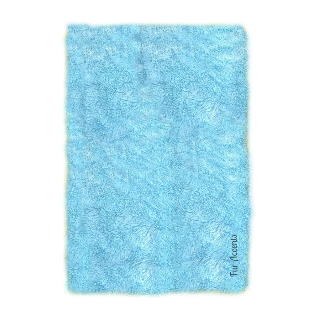 Sale Soft Faux Fur Area Rug Light Blue Shaggy by FurAccents