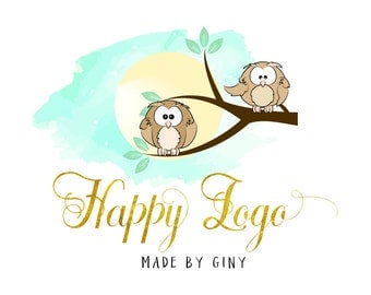 Diseño DIGITAL de buhos Custom Logo, logo lindo buho, buho Ave insignia y marca de agua, diseño gráfico de buho, niños de la historieta insignia, buho Ave insignia lindo