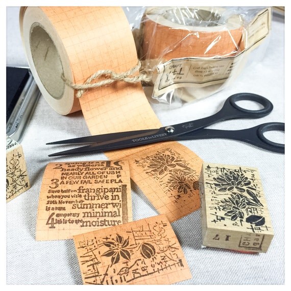 Kraft Craft Paper Tape Red Grid Classiky