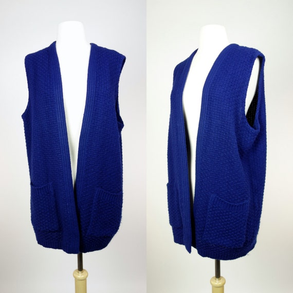 blue cardigan sweater sleeveless pants plus size