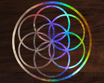 Seed of life sacred geometry die-cut decal sticker 3x3 holograph edition