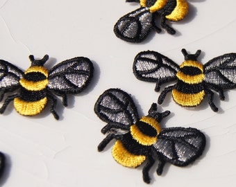 Yellow Black Bee Applique, Vintage Embroidered Applique Bee, Iron On Embroidery Appliques Wholesale #1256