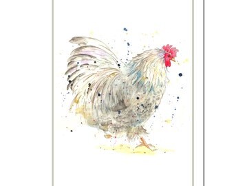 Podge the Cockerel Cotton Tea Towel - Country Kitchen Gift, Barnyard, Gift for Chicken Lovers