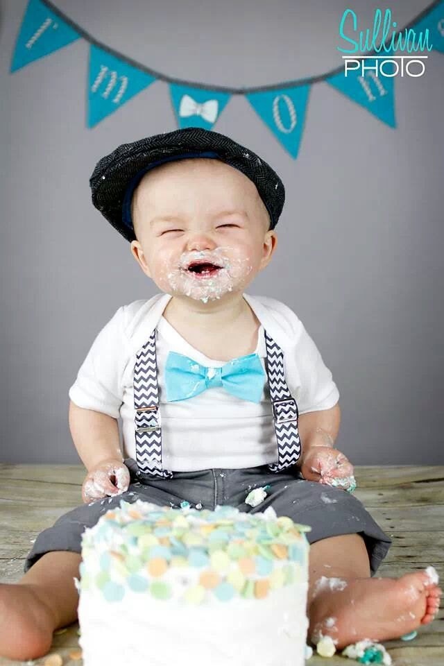 Cake Smash Outfit Boy Blue Grey Aqua Suspenders Bow