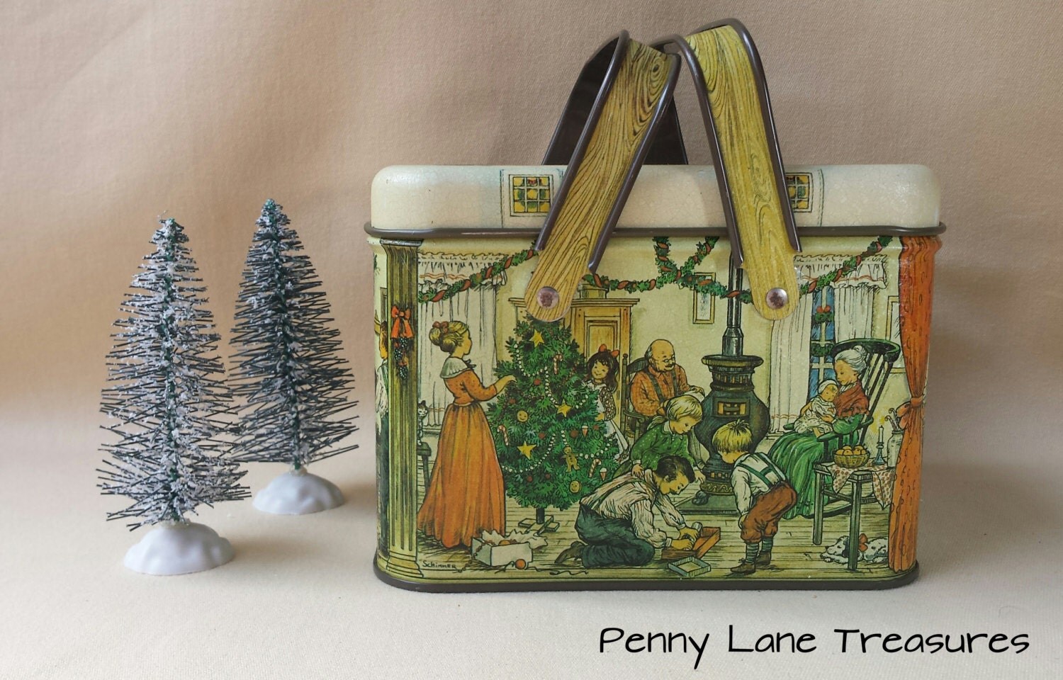 Vintage Potpourri Press Tin Traditional Christmas Bucket