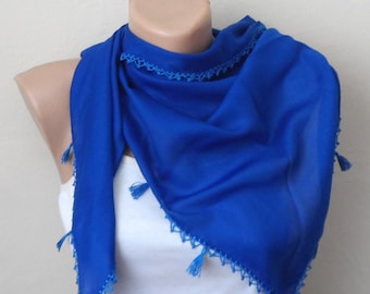 royal blue scarf cotton scarf blue scarf wrap yemeni scarf women scarf oya scarf gift for her