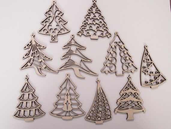 items similar to christmas tree laser cut wood ornaments items similar to christmas tree laser cut wood ornaments