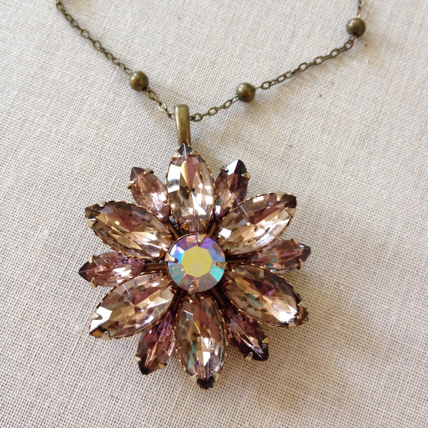 Necklace Repurposed vintage rhinestone jewelry repurposed