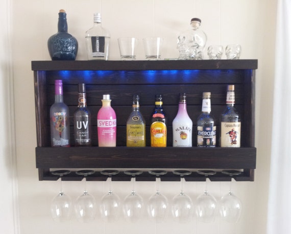 Wine Rack / Lighted Liquor Cabinet / Rustic / Wall Mounted / Optional ...