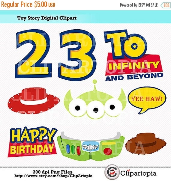 50% OFF SALE T. Story Digital Clipart / Diy Toy Story Party Printables / Toy Story Photo Props For Personal and Commercial Use / Instant Dow Il_570xn
