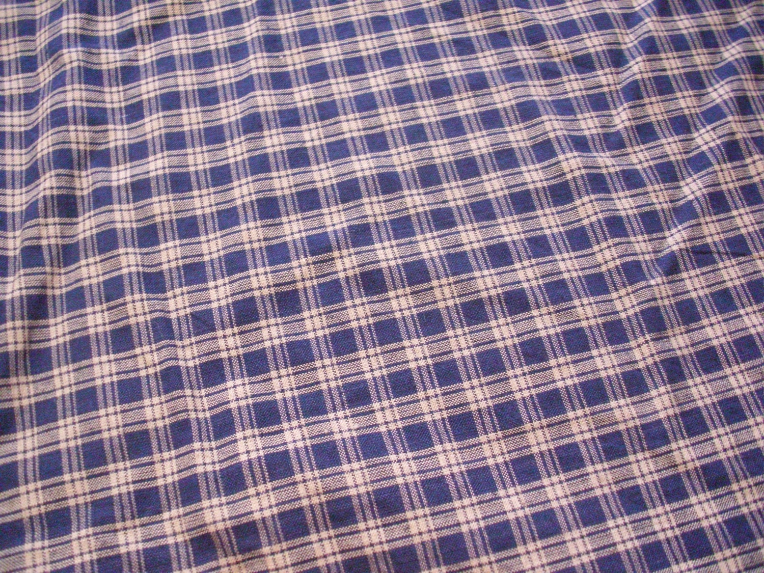Navy Blue Plaid Cotton Homespun Fabric Plaid Fabric Cotton