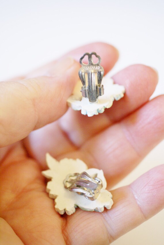 Vintage Japan Clip Earrings with Blue by PuddinRidgeCreations
