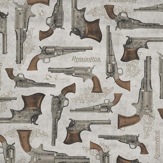 Remington Guns & Pistols Cotton Fabric by by CarolinaCottonCo