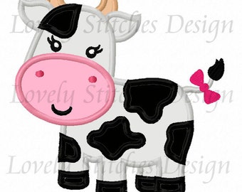 Girl Cow Applique Machine Embroidery Design NO:0507