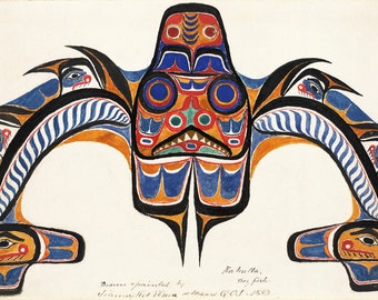 Johnny Kit Elswa (First Nations, Haida) : "Kahalta. Dog Fish." (1883) - Giclee Fine Art Print