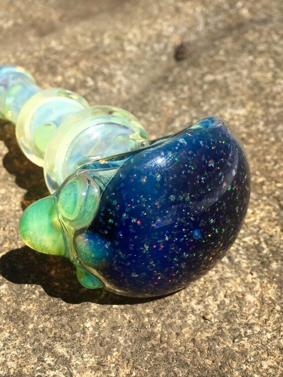 Hand made crushed glass opal pipe
