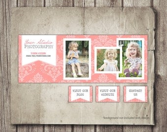 Photographer Facebook Cover Photo Template - Pink Damask Photo Collage Photography Business Facebook INSTANT DOWNLOAD - Plus 4 Bonus Tabs