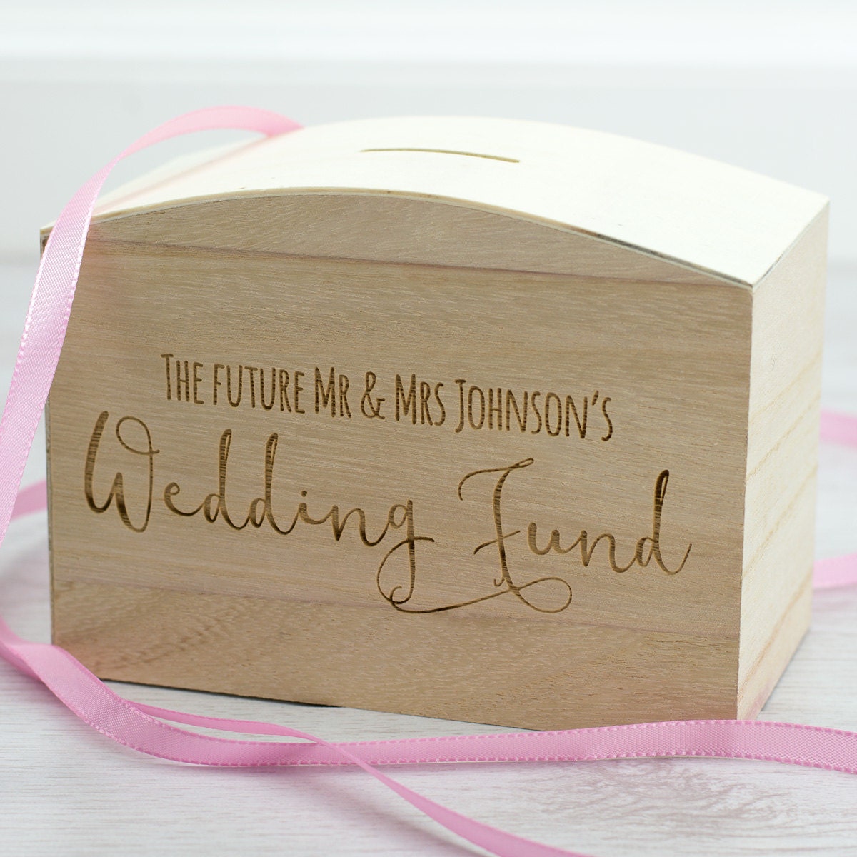 Wedding Money Box Wedding Fund Personalised Money by Mirrorin