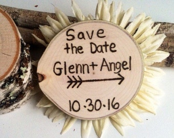 100 wood slice save the date magnets
