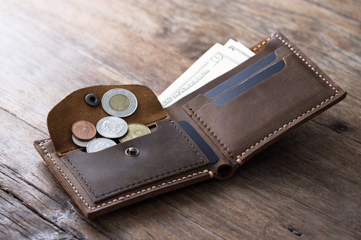 Coin Wallet PERSONALIZED Leather Men's Coin Pocket