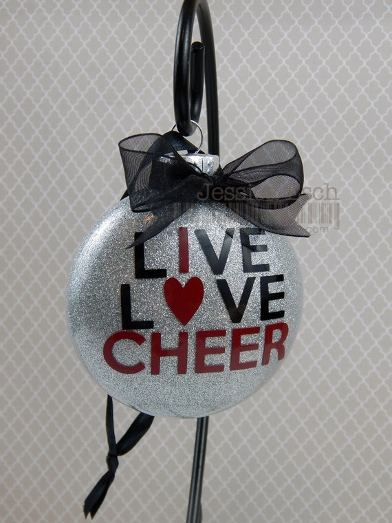 Cheer Ornament LIVE LOVE CHEER Personalized 3Glass