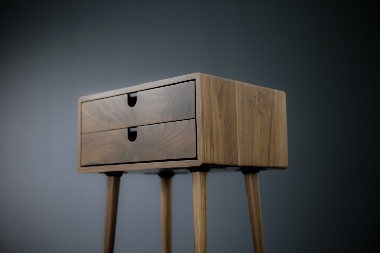 Walnut MidCentury Scandinavian bedside Table / Nightstand in solid