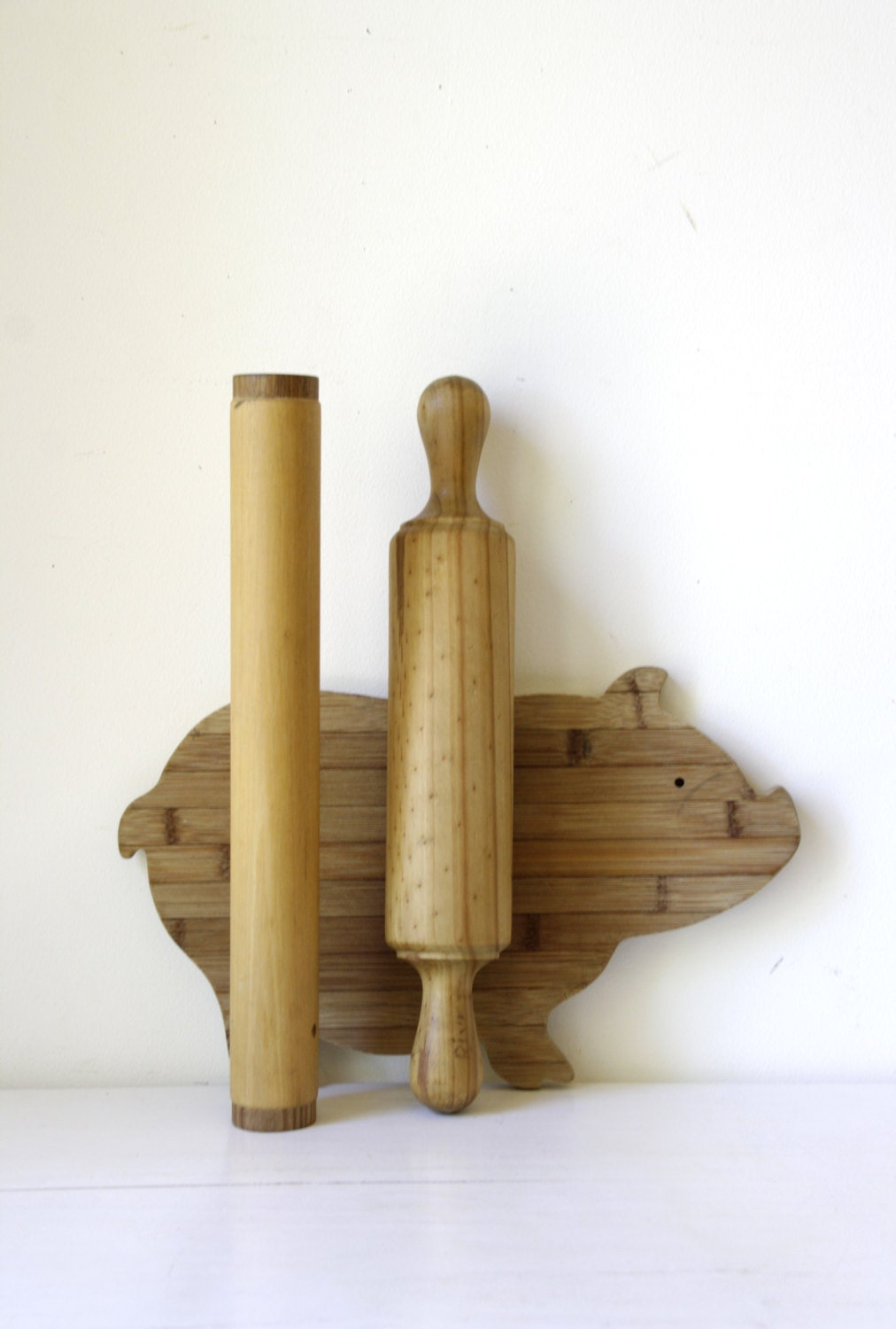 Unique vintage rolling pin/ rustic wood kitchen utensil/