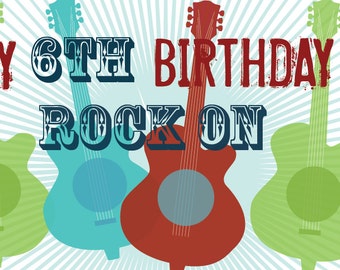 Guitar Birthday Banner Grunge Guitars 2 Ft X 5 Ft Feet Vinyl Banner for Events Birthdays Photo Prop Boys and Girls Party, Rockstar