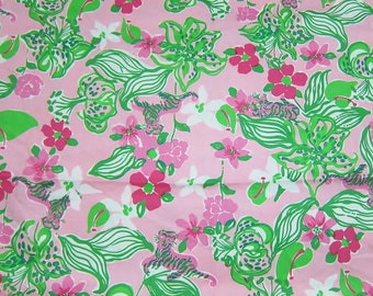 17" x 18" Lilly Pulitzer Fabric Pink and Green Tiger Lilly Rare