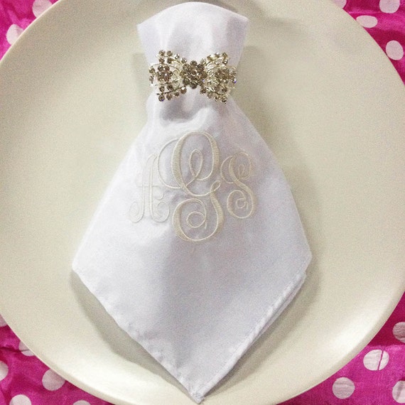 Embroidery Silk Napkins For Wedding A Set by luxuryweddinvitation