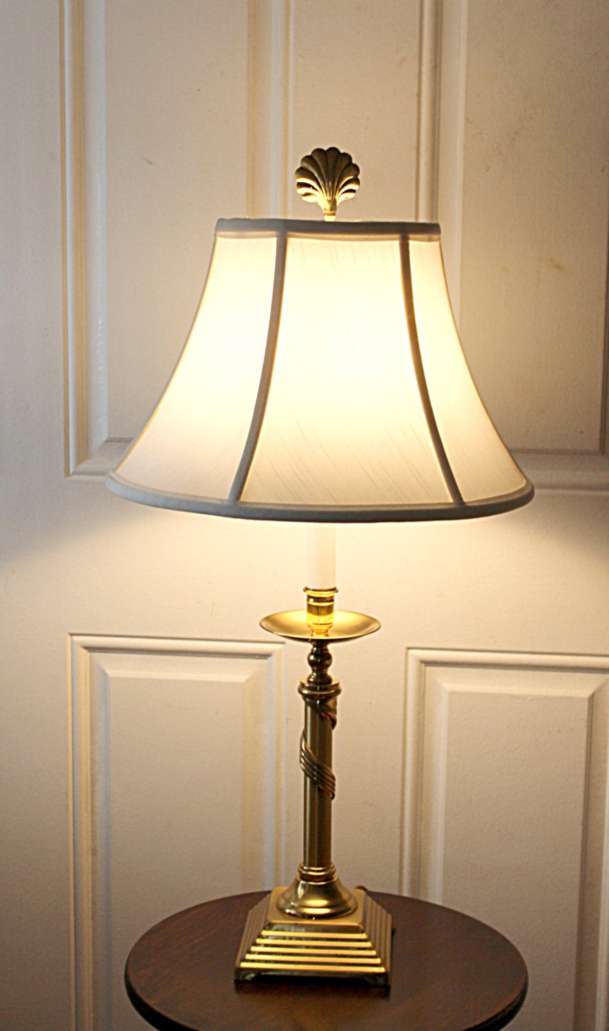vintage solid brass double light table lamp