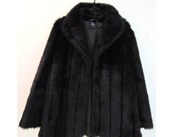 20% OFF! Vintage Faux Fur Coat/Boho/Vintage Coat/Glam Rock/Disco/80s Coat/90s Coat/Brown Faux Fur Coat/UK 14