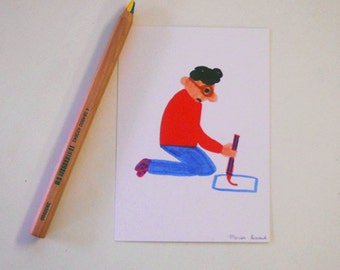 Card mailing 'woman with a pencil'