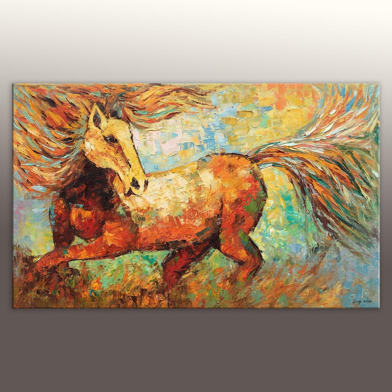 Abstract Art Large Canvas Painting Horse Artwork