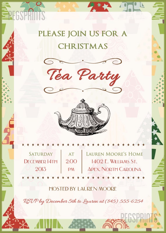 Christmas Tea Invitation Printable Christmas Tea Party