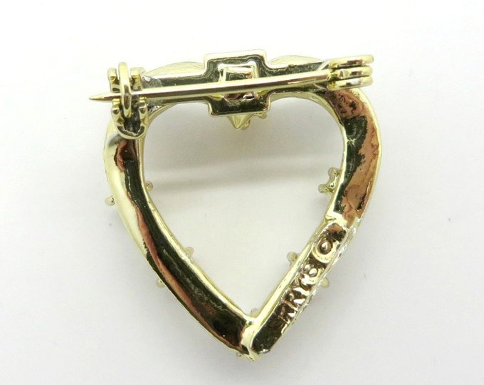 ON SALE! Gerry's Heart Brooch, Vintage Faux Pearl and Rhinestone Gold Tone Heart Pin