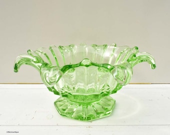 Don't Buy! Reserved to Joven. Vintage Sowerby Green Glass Large Heavy Salad Bowl. Pattern number t2505