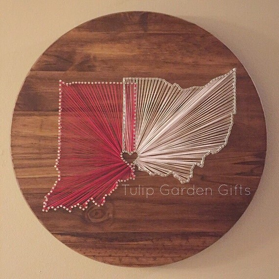 Heartstrings Two State String Art Round Wooden by TulipGardenGifts
