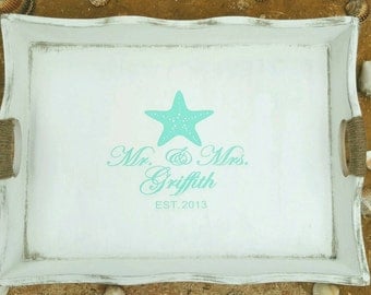 Engagement Gift/ Beach Wedding/ Serving Tray/ Mr.&Mrs./ Wedding gift